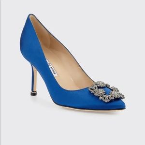 BRAND NEW Manolo Blahnik Blue Satin 70mm